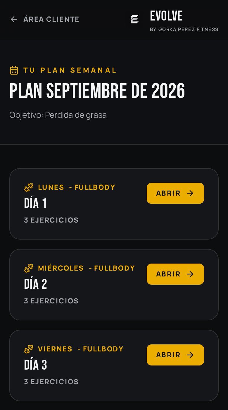 Captura real de EVOLVE: tu entrenamiento (cuenta de ejemplo)